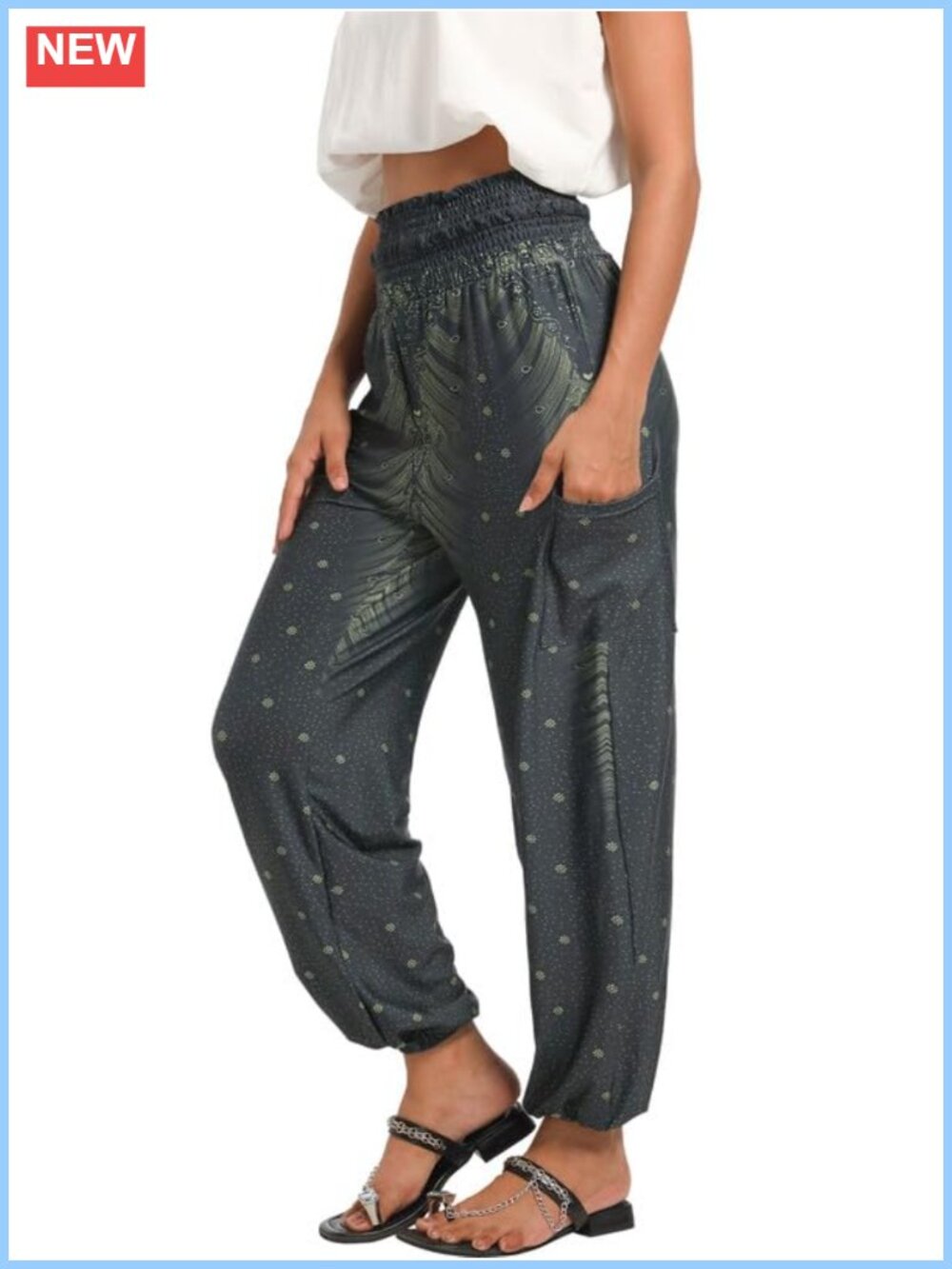 Boho Harem Pants Stretchy Wide Leg High Waist Palazzo Lounge Yoga